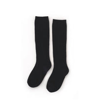 Load image into Gallery viewer, Little Stocking Co. Black Cable Knit Knee High Socks
