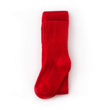 Load image into Gallery viewer, Little Stocking Co. Cable Knit Tights (Bright Red)