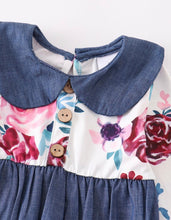 Load image into Gallery viewer, Denim Floral Romper