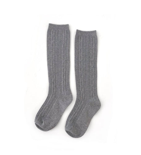 Little Stocking Co. Gray Cable Knit Knee High Socks