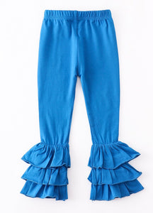 Blue Triple Ruffle Pants