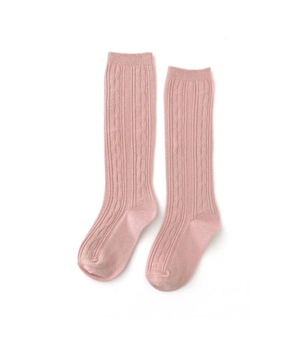 Little Stocking Co. Blush Cable Knit Knee High Socks