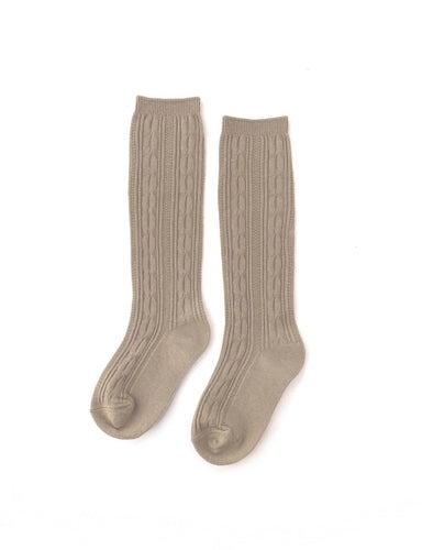 Little Stocking Co. Oat Cable Knit Knee High Socks