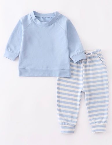 Light Blue Striped Baby Lounger Set