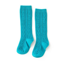 Load image into Gallery viewer, Little Stocking Co. Peacock Cable Knit Knee High Socks