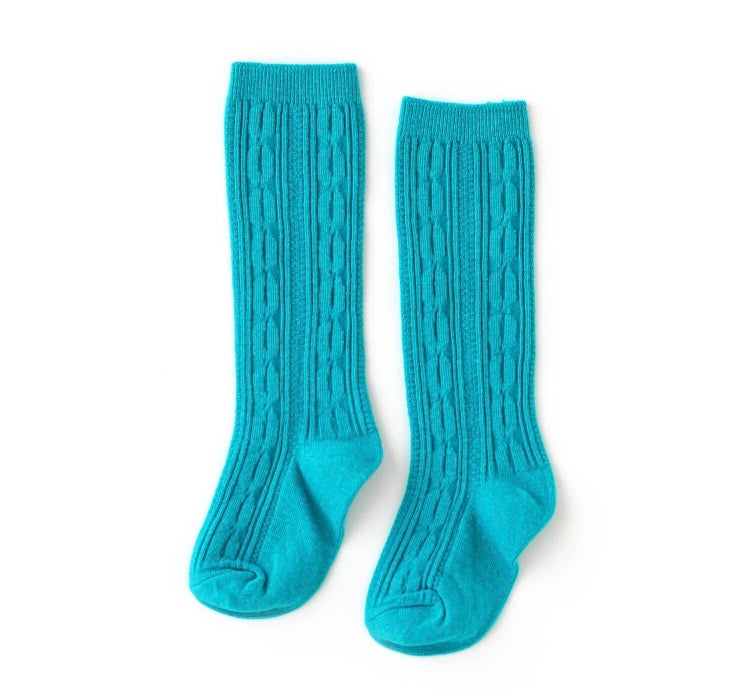 Little Stocking Co. Peacock Cable Knit Knee High Socks