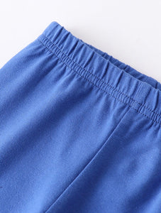 Blue Ruffle Capri Pants