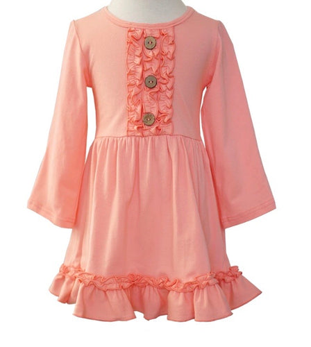 Solid Ruffle Dress (Coral)