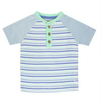 Load image into Gallery viewer, RuggedButts Blue and Neo Mint Stripe Henley
