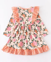 Load image into Gallery viewer, Pink Floral Flutter Sleeve Dress