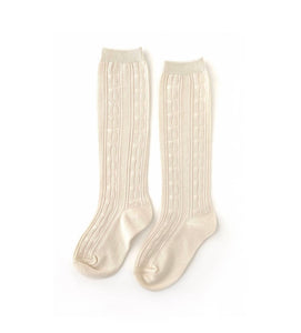 Little Stocking Co. Vanilla Cable Knit Knee High Socks