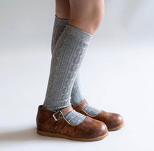 Load image into Gallery viewer, Little Stocking Co. Gray Cable Knit Knee High Socks